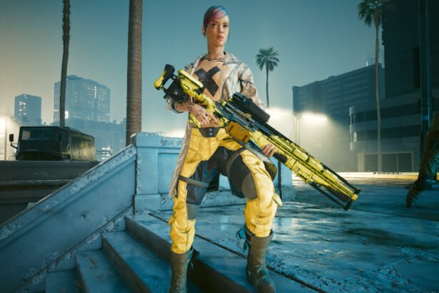 V posing with a gun in Cyberpunk 2077: Phantom Liberty