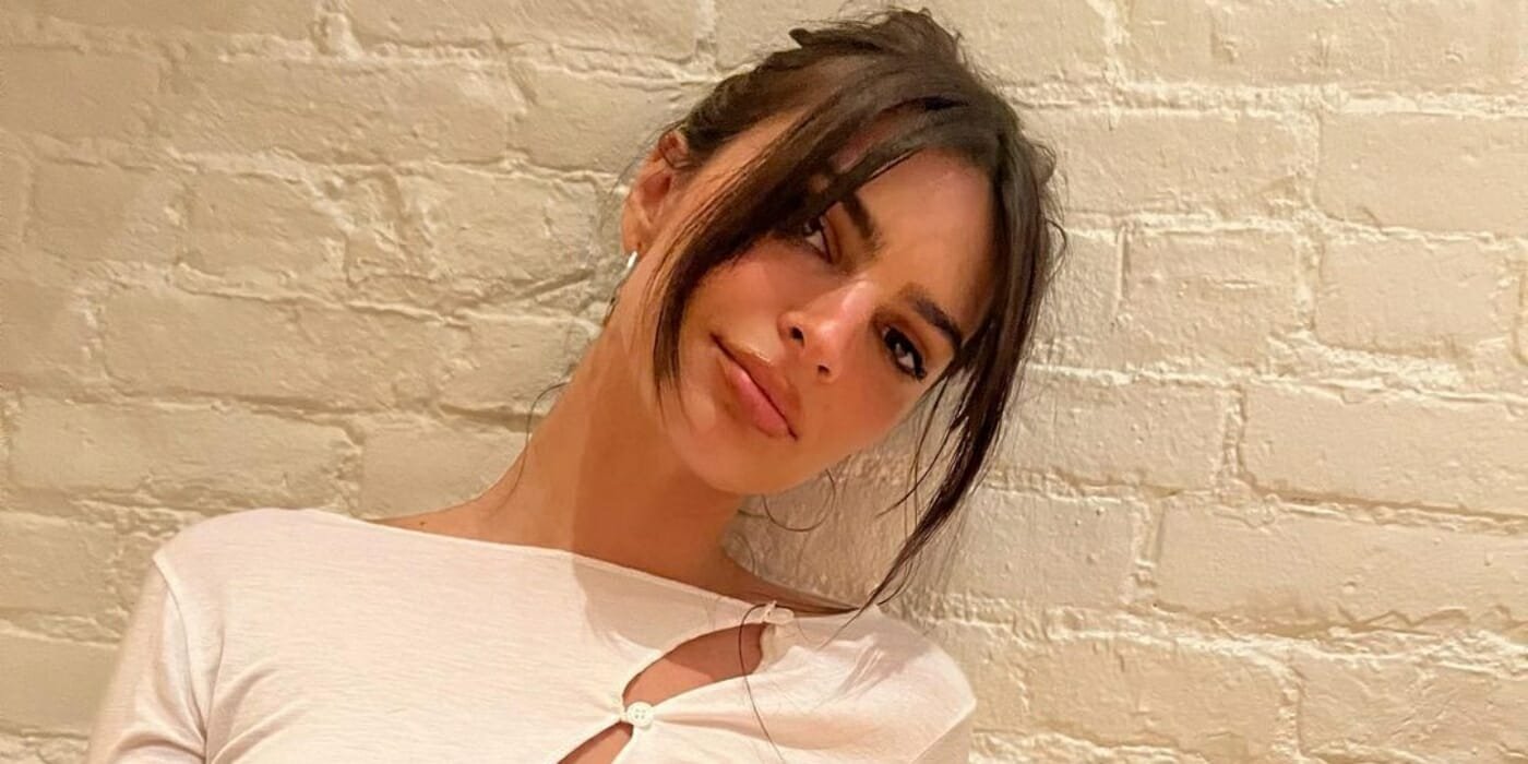 Emily Ratajkowski in white dress