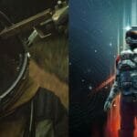 A shot from Prospect and the poster from Starfield side-by-side