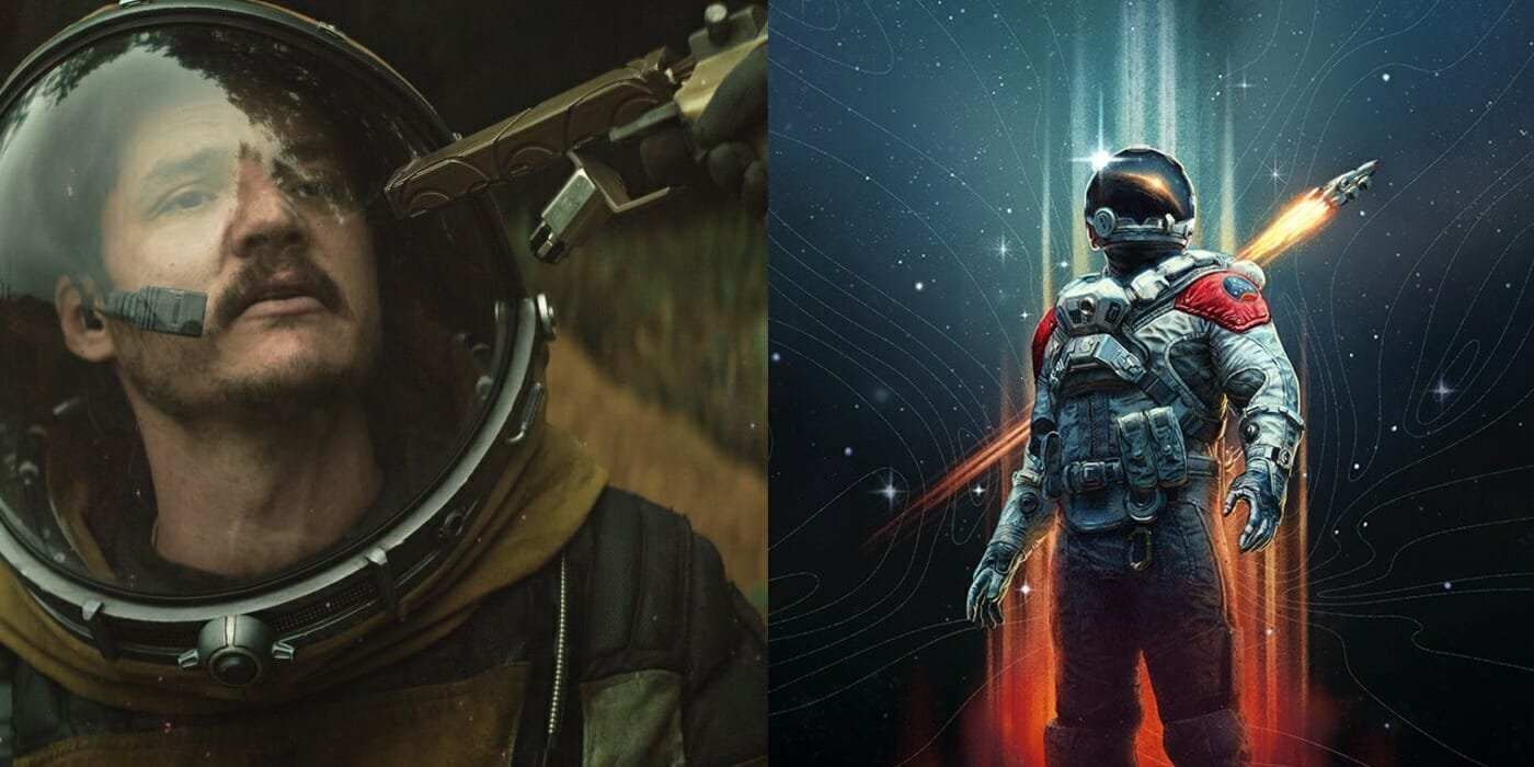 A shot from Prospect and the poster from Starfield side-by-side